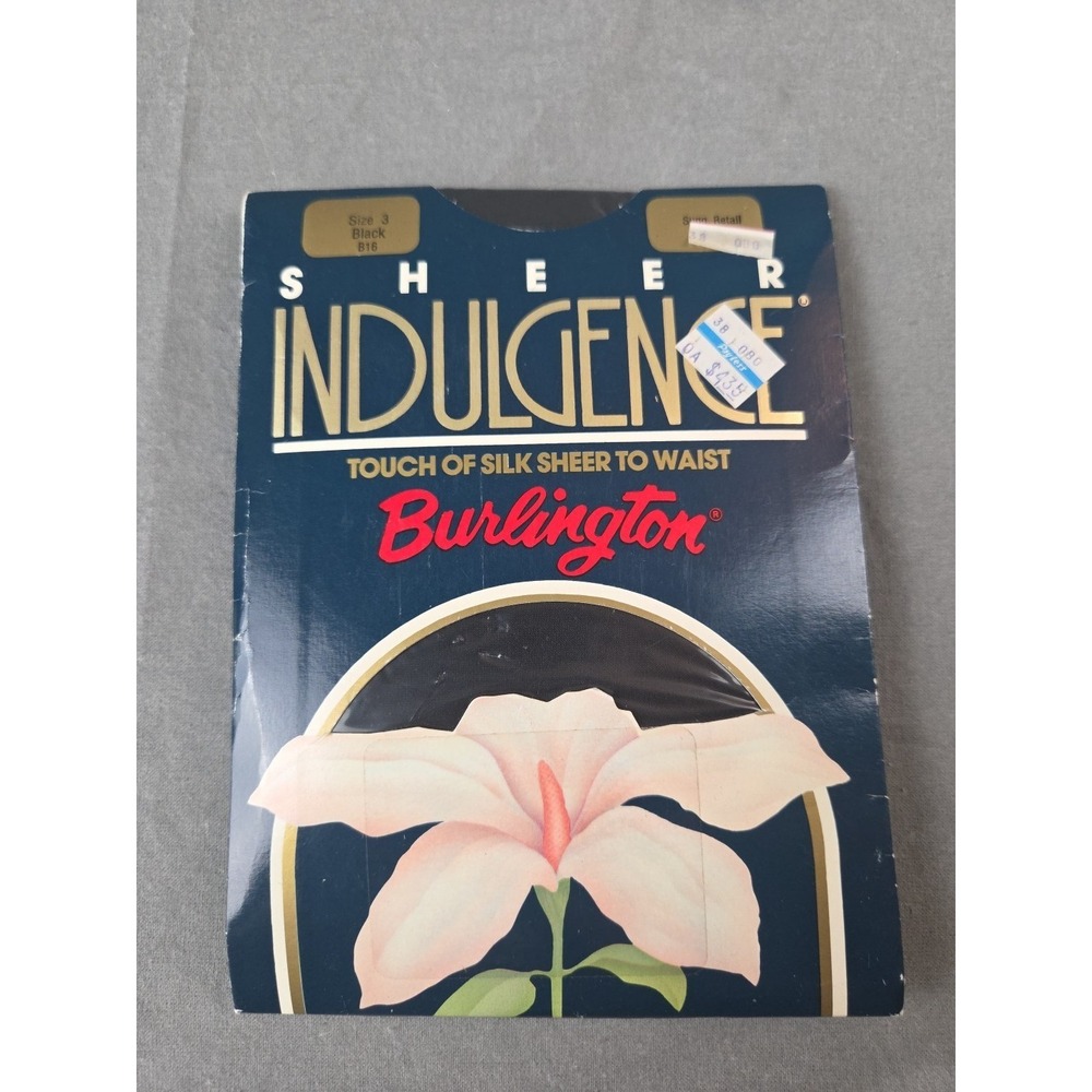 Vintage 80's Burlington Sheer Indulgence Sheer To Waist Pantyhose Size 3 Black